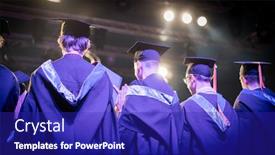  Presentation with ceremony - Cool new presentation theme with graduation-ceremony-with-proud-students backdrop and a royal blue colored foreground