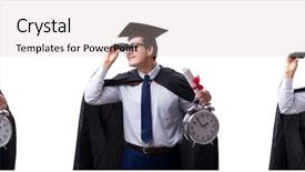  Presentation with student - Theme featuring graduation collage - student graduate isolated on white background and a  colored foreground