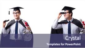  Presentation with frames isolated on white brown - Slides featuring graduation collage - student graduate isolated on white background and a  colored foreground