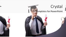  Presentation with brown sugar isolated on white - Amazing slide set having graduation collage - student graduate isolated on white backdrop and a  colored foreground