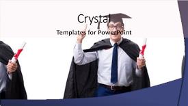  Presentation with student - Slide set consisting of graduation collage - student graduate isolated on white background and a lemonade colored foreground