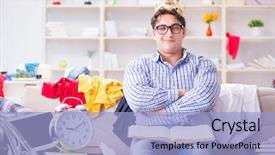  Presentation with ways working - Cool new presentation theme with graduation crown - young man working studying backdrop and a  colored foreground