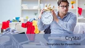  Presentation with little man baby - Beautiful presentation featuring graduation crown - young man working studying backdrop and a  colored foreground