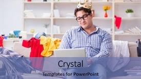  Presentation with working of lung - PPT theme consisting of graduation crown - young man working studying background and a  colored foreground