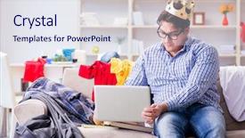  Presentation with messy - Cool new presentation theme with graduation crown - young man working studying backdrop and a  colored foreground