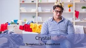  Presentation with messy - Colorful slides enhanced with graduation crown - young man working studying backdrop and a  colored foreground