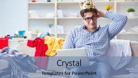  Presentation with ways working - PPT layouts having graduation crown - young man working studying background and a  colored foreground