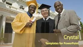  Presentation with university - PPT theme enhanced with graduation day - graduate with dean and father background and a tawny brown colored foreground