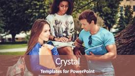  Presentation with multi ethnic group - Presentation design having graduation day - group of multi ethnic students background and a coral colored foreground