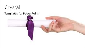  Presentation with diploma - Presentation theme having graduation diploma in hand isolated background and a white colored foreground