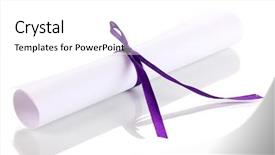  Presentation with diploma - Colorful PPT theme enhanced with graduation diploma tied with ribbon backdrop and a white colored foreground