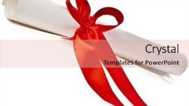  Presentation with diploma - Colorful slide deck enhanced with graduation diploma with red ribbon backdrop and a coral colored foreground