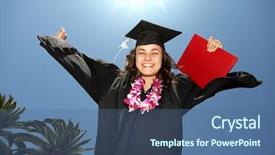  Presentation with sunny sky - Audience pleasing presentation theme consisting of graduation flowers - happy female graduate with diploma backdrop and a ocean colored foreground