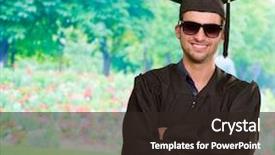  Presentation with happy trails - Slides enhanced with graduation flowers - portrait of happy graduate man background and a wine colored foreground