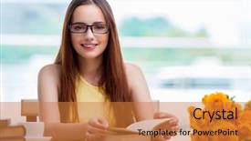  Presentation with school - Colorful presentation theme enhanced with graduation flowers - young woman preparing for school backdrop and a  colored foreground