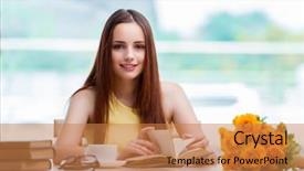  Presentation with young children at school - Cool new PPT theme with graduation flowers - young woman preparing for school backdrop and a  colored foreground