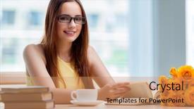  Presentation with school graduation - Amazing PPT theme having graduation flowers - young woman preparing for school backdrop and a  colored foreground