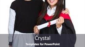  Presentation with graduation - PPT theme consisting of graduation girl with older sister background and a dark gray colored foreground