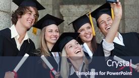  Presentation with buddhas picture - Beautiful PPT theme featuring graddiploma - close-up of happy graduates taking backdrop and a ocean colored foreground