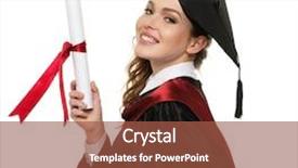  Presentation with scroll - Slide set consisting of certificate completion - happy graduated student girl background and a red colored foreground