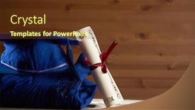  Presentation with grown - PPT layouts having graduation-grown-and-mortar-board background and a tawny brown colored foreground