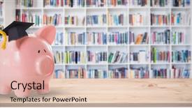  Presentation with literacy - PPT layouts enhanced with graduation hat against teacher background and a lemonade colored foreground