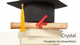 Presentation with graduation white cap - Slide deck enhanced with graduation hat book and diploma background and a lemonade colored foreground