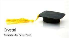  Presentation with congratulation - Presentation enhanced with graduation hat isolated on white background and a white colored foreground