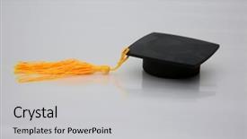  Presentation with congratulation - Amazing presentation theme having graduation hat isolated on white backdrop and a light gray colored foreground