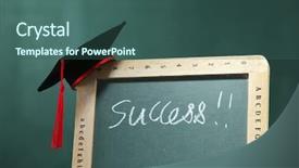  Presentation with graduation - Theme enhanced with graduation hat on the blackboard background and a ocean colored foreground