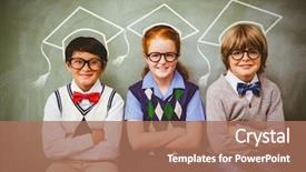  Presentation with graduation kids - Cool new PPT layouts with graduation hat vector against smiling backdrop and a coral colored foreground