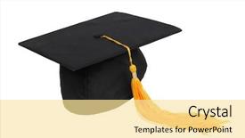 Presentation with graduation - PPT theme with graduation hat with tassel background and a blonde colored foreground