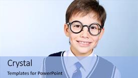  Presentation with educational - Audience pleasing PPT theme consisting of graduation kids - educational theme portrait backdrop and a light blue colored foreground