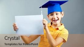  Presentation with graduation kids - Presentation theme featuring graduation kids - portrait of happy boy background and a  colored foreground