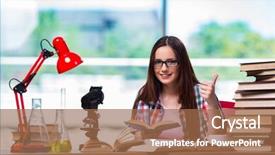  Presentation with nano particle chemistry 3d - Slides featuring graduation microbiology - female student preparing for chemistry background and a  colored foreground