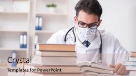  Presentation with medical student - Cool new presentation theme with graduation microbiology - medical student preparing for university backdrop and a  colored foreground