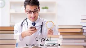  Presentation with medical case study - PPT theme enhanced with graduation microbiology - medical student preparing for university background and a coral colored foreground