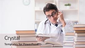  Presentation with medical student - Beautiful PPT theme featuring graduation microbiology - medical student preparing for university backdrop and a  colored foreground