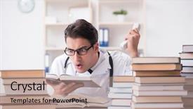  Presentation with medical student - Amazing PPT theme having graduation microbiology - medical student preparing for university backdrop and a  colored foreground