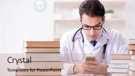  Presentation with medical case study - Beautiful presentation theme featuring graduation microbiology - medical student preparing for university backdrop and a coral colored foreground