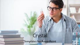  Presentation with medical case study - Audience pleasing presentation theme consisting of graduation microbiology - medical student sitting backdrop and a  colored foreground