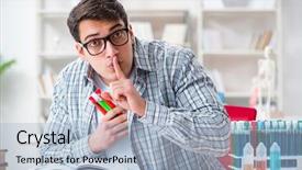  Presentation with medical student - Presentation design enhanced with graduation microbiology - medical student sitting background and a  colored foreground