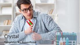  Presentation with medical student - Beautiful PPT theme featuring graduation microbiology - medical student sitting backdrop and a  colored foreground