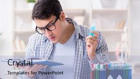  Presentation with medical student - PPT theme having graduation microbiology - medical student sitting background and a  colored foreground