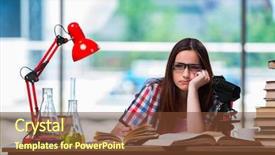  Presentation with sad lonely student sitting - Theme featuring graduation microbiology - sad student preparing for chemistry background and a  colored foreground