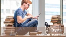  Presentation with tired - Presentation design featuring graduation microbiology - young student tired and exhausted background and a coral colored foreground