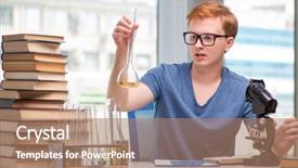  Presentation with hexagon chemistry - Cool new PPT theme with graduation microbiology - young student tired and exhausted backdrop and a coral colored foreground