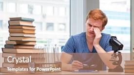 Presentation with tired - Colorful PPT layouts enhanced with graduation microbiology - young student tired and exhausted backdrop and a coral colored foreground