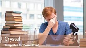  Presentation with fundal chemistry - Cool new presentation with graduation microbiology - young student tired and exhausted backdrop and a coral colored foreground