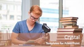  Presentation with tired - Slide deck featuring graduation microbiology - young student tired and exhausted background and a coral colored foreground